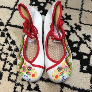 Chinese style Mary Jane flats.